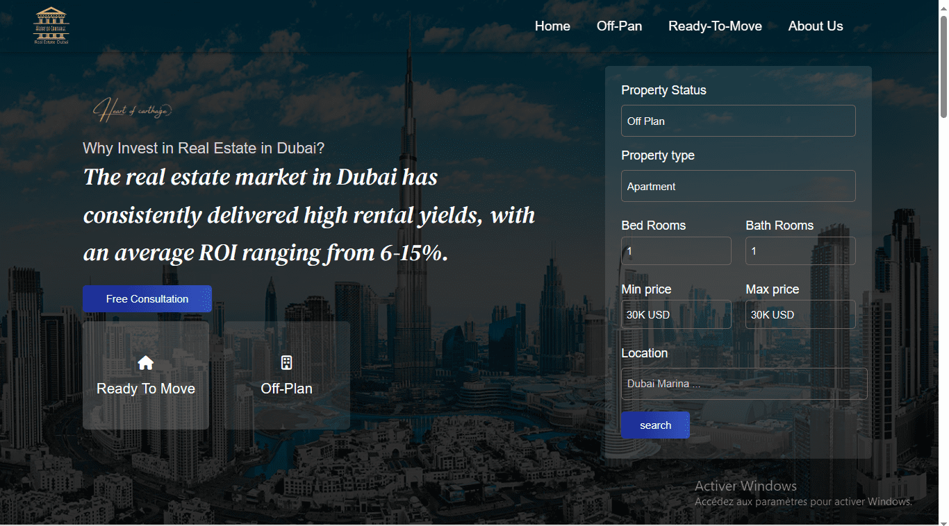 Real State : Heart Of Chartage Dubai ( Frontend )