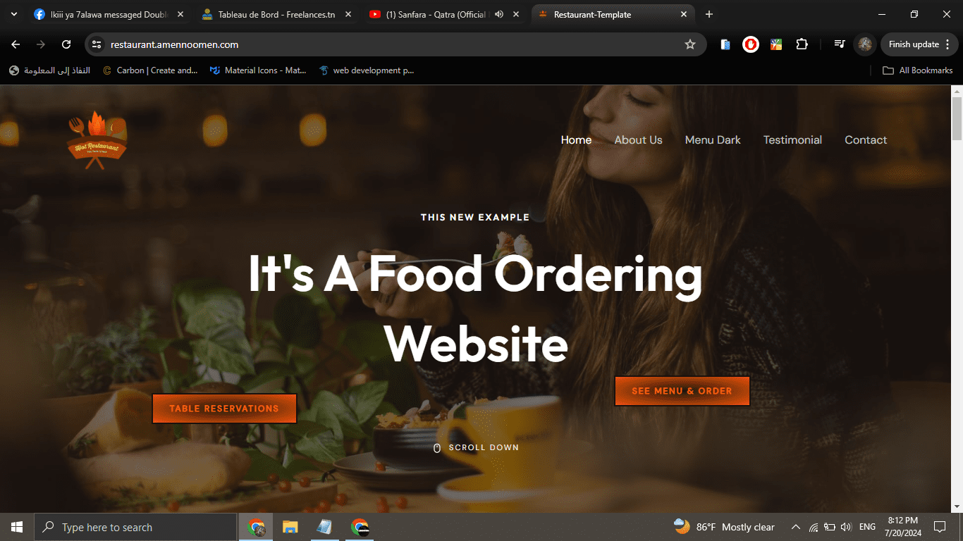 restaurant web site