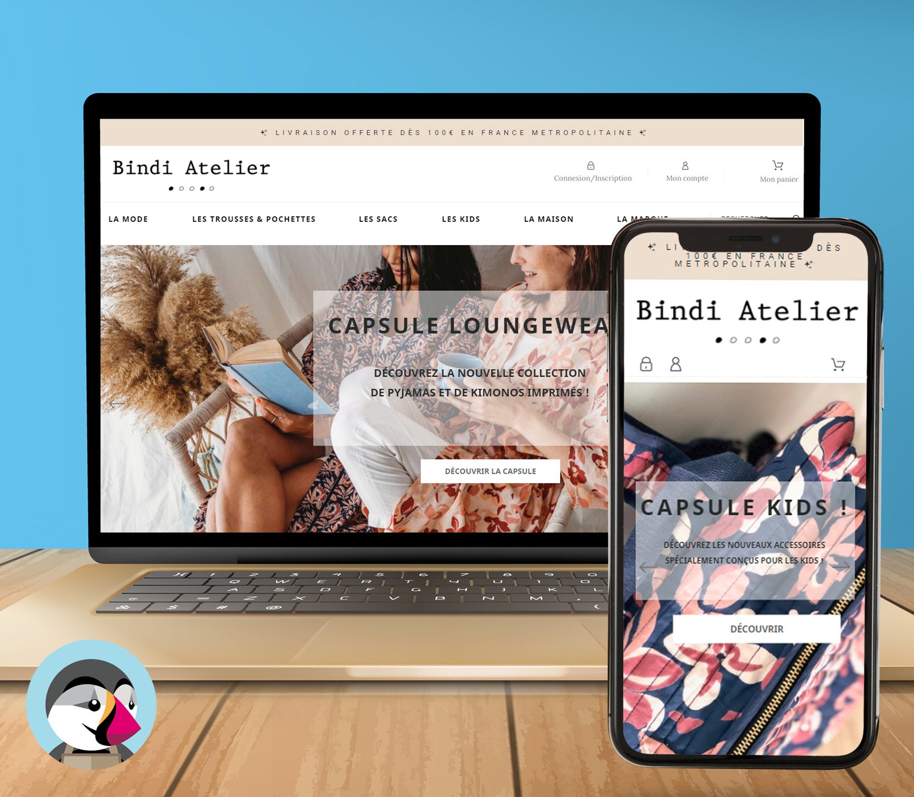 Bindi Atelier (https://bindiatelier.com - https://pro.bindiatelier.com); e-commerce (B to B & B to C); Prestashop