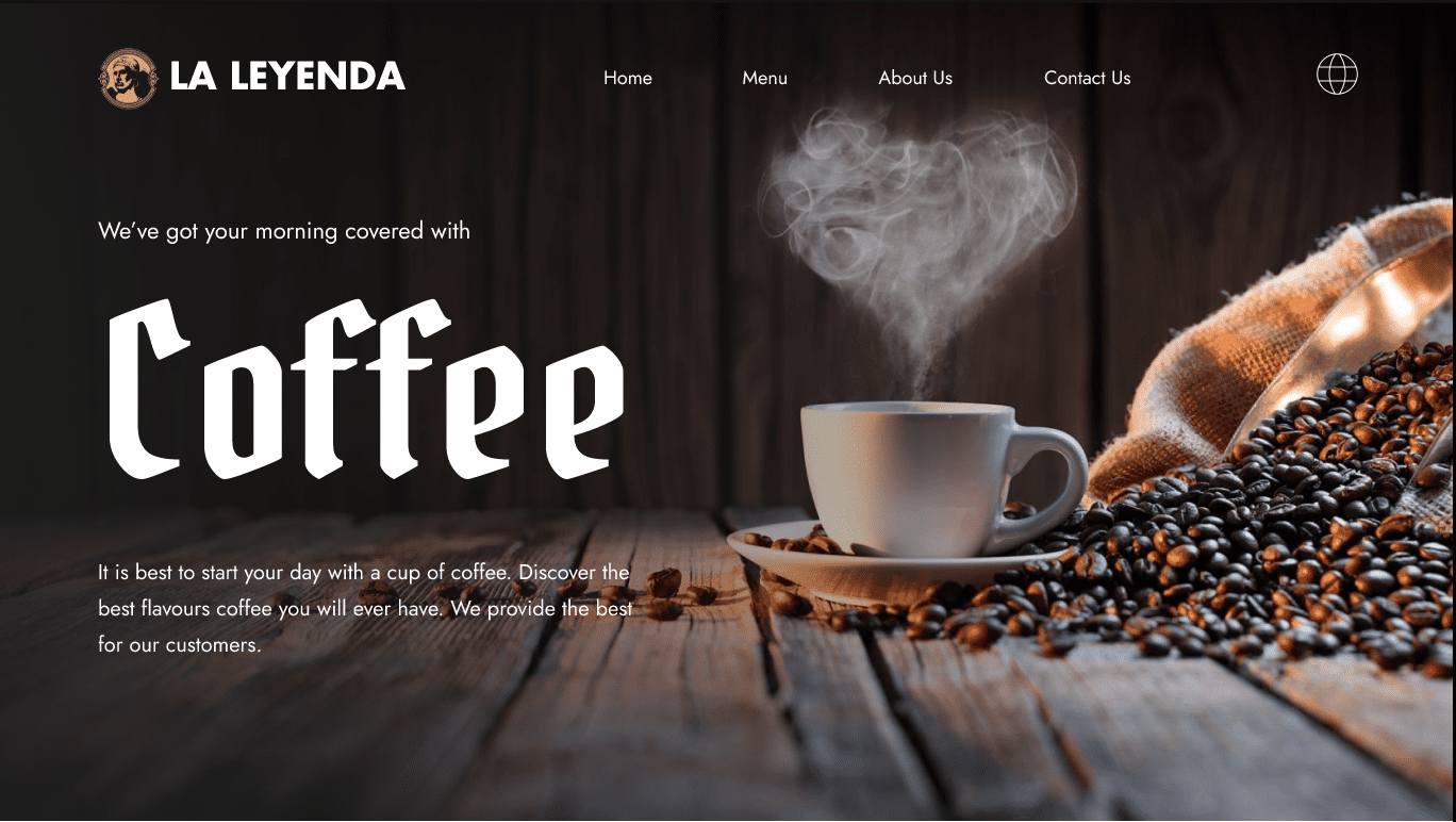 Conception de site web de café